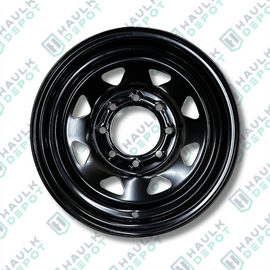 Trailer Wheel Rim – 16" x 7" – 8 Lug x 6.5" – Black – For 7K Axles | HD