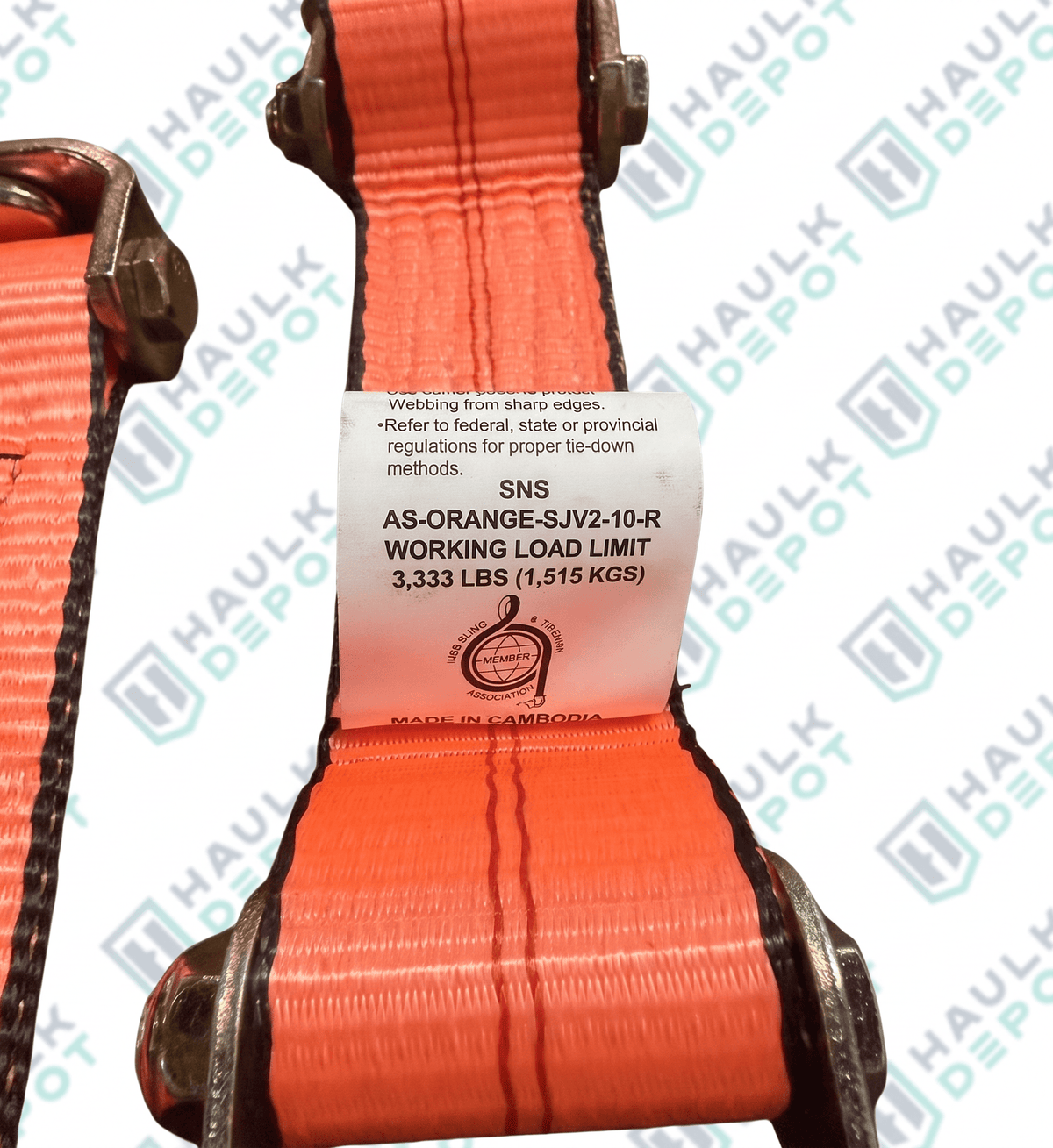 10 FT Big Orange Swivel J-Hook Ratchet Wheel Strap – Heavy-Duty Vehicle Tie-Down Strap | HD