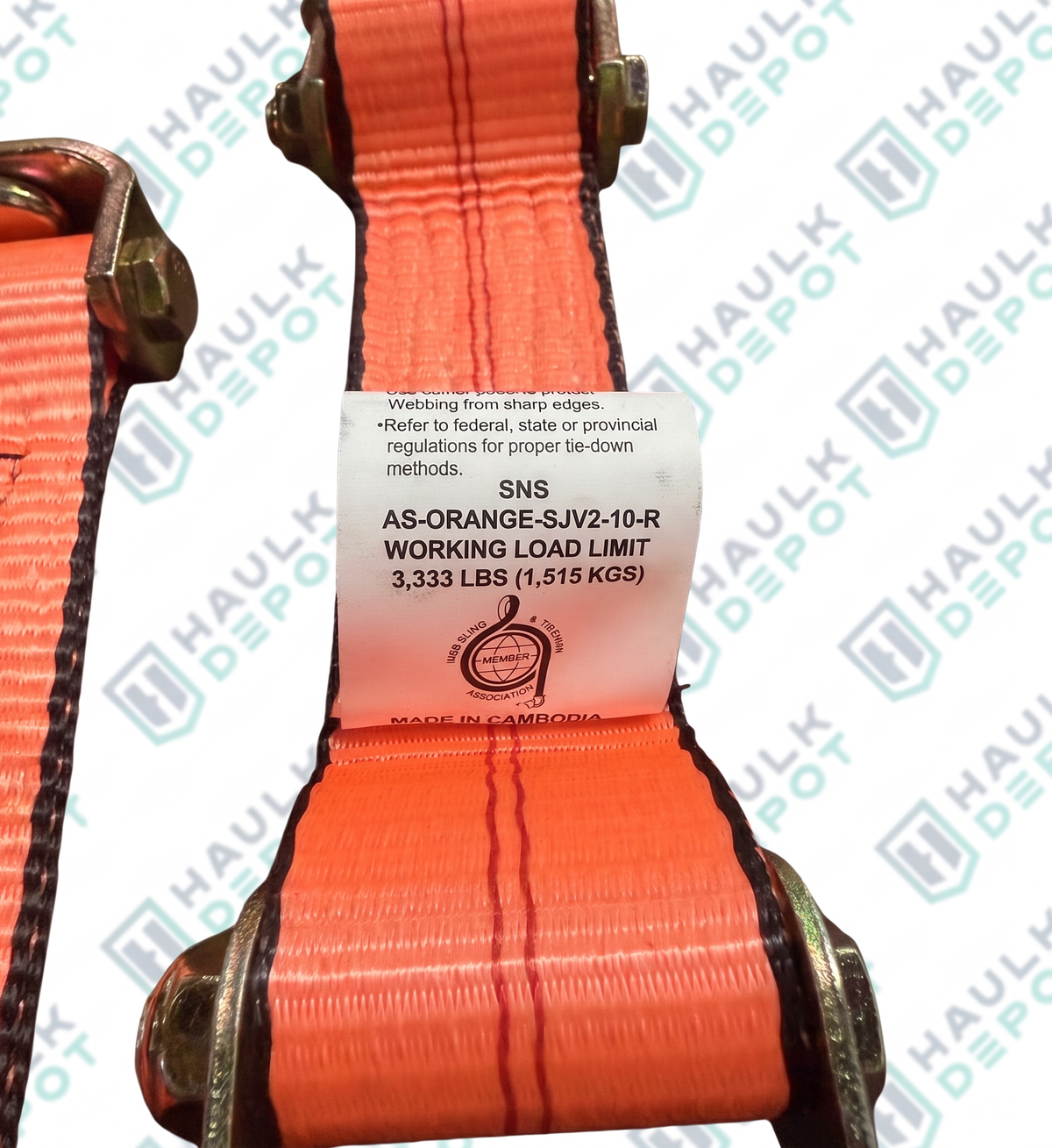 10 FT Big Orange Swivel J-Hook Ratchet Wheel Strap – Heavy-Duty Vehicle Tie-Down Strap | HD