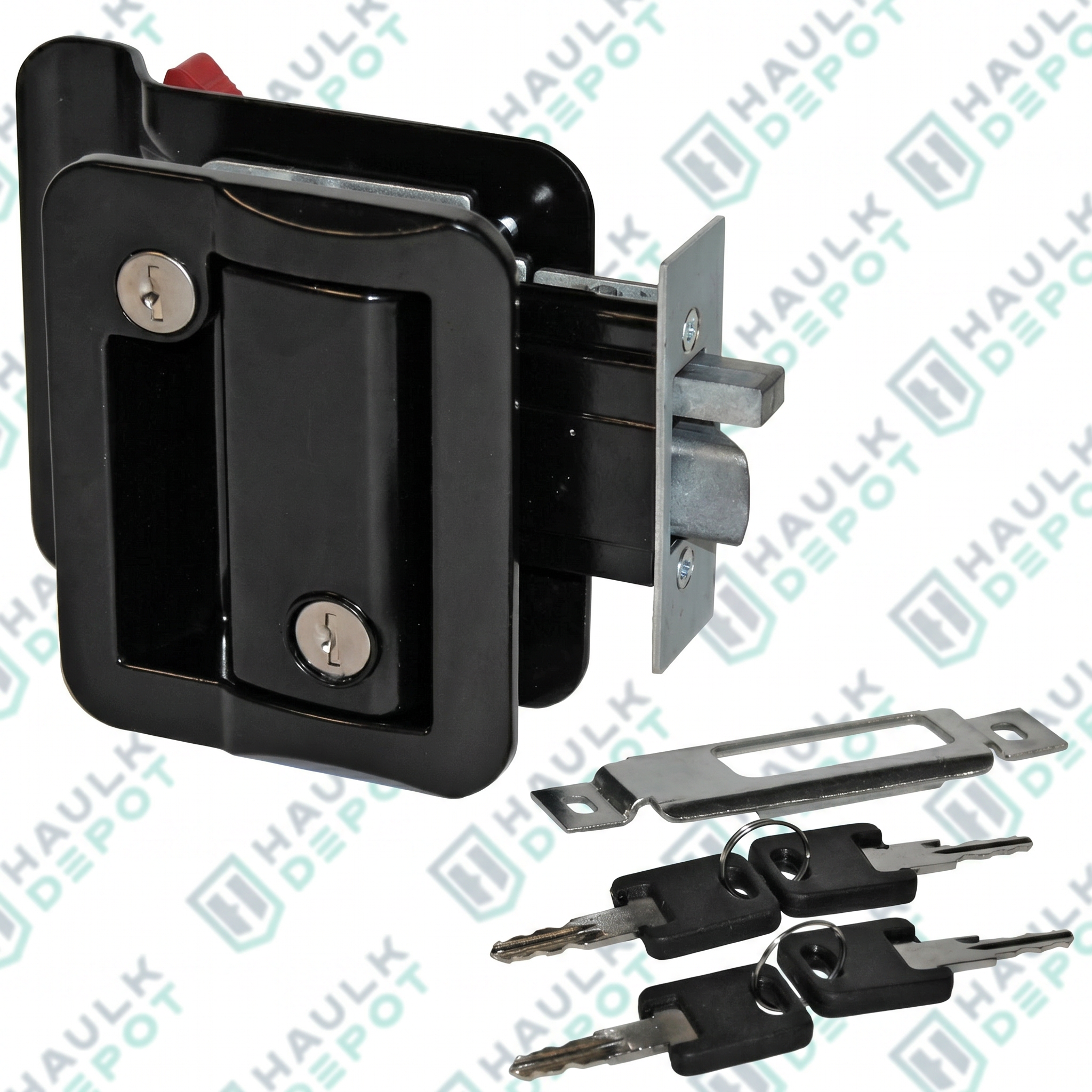 TDL01-B - Cargo Trailer Door Lock – Flush Mount – Black – With 4 Matching Keys | JM