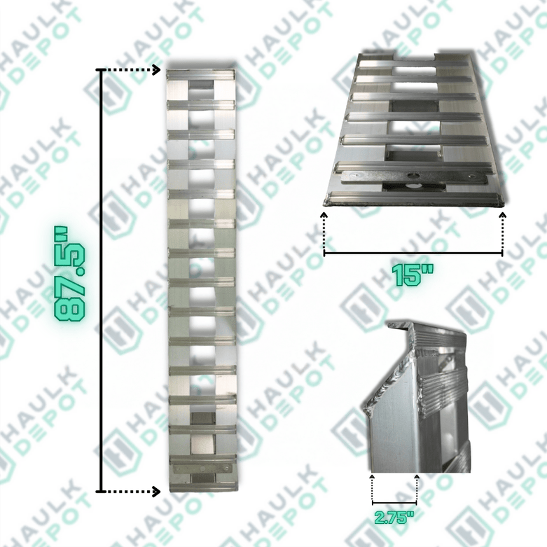 Aluminum Trailer Ramps – 87.5" Long – 10,000 lbs Capacity | HD