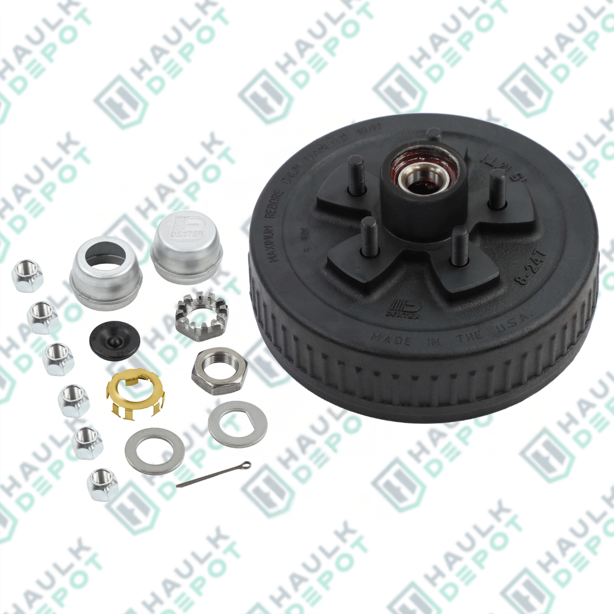 Hub & Drum Kit – 3.5K Axle – Pre-Greased – 5 on 4.5" | DXT