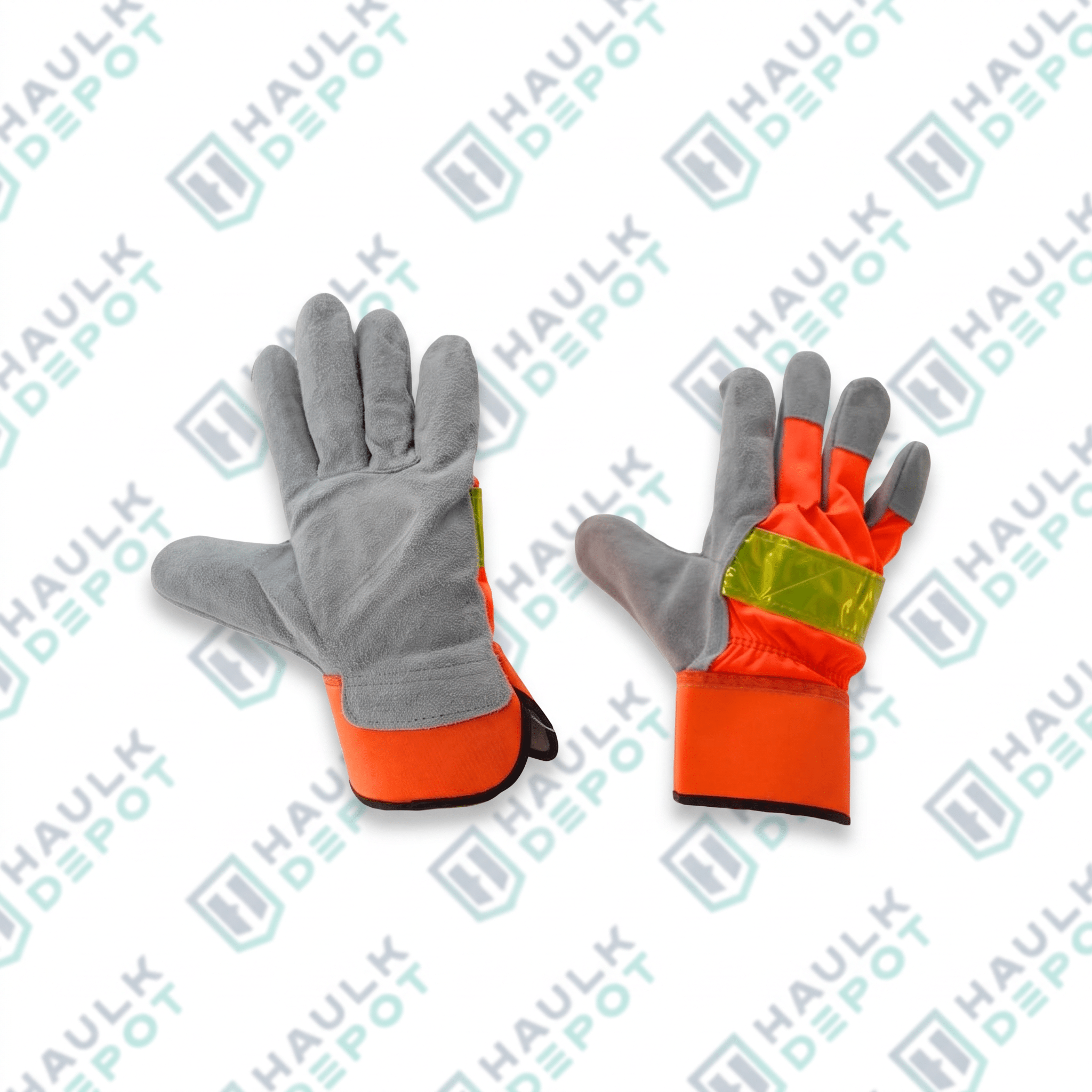 INA-SE-SG - High-Visibility Split Cowhide Leather Work Gloves – XL – Reflective Safety Cuff | INA