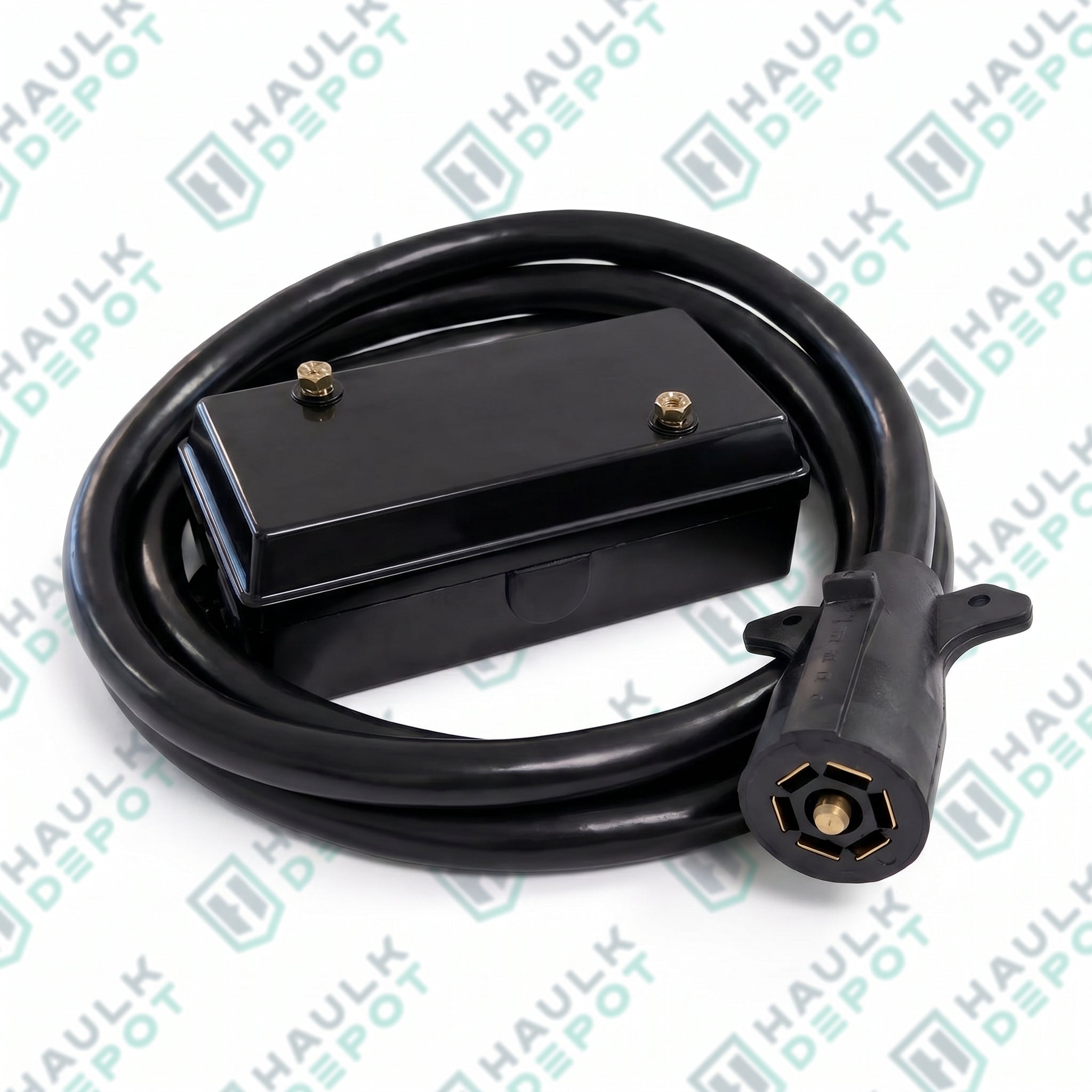 J-5087-JB - 7-Way Trailer Cord with Junction Box – 8 Ft – Pre-Wired RV Blade Style | JM