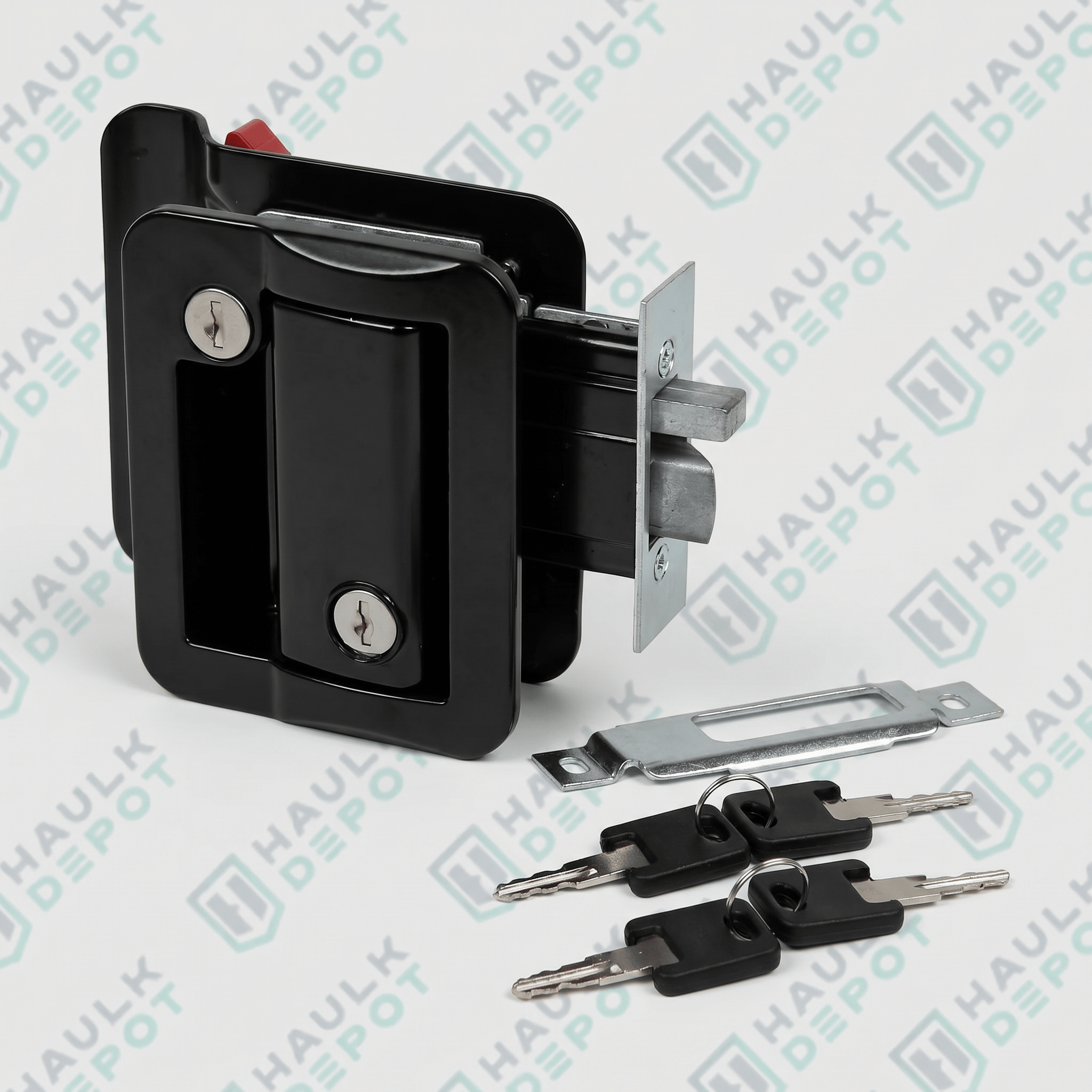 TDL01-B - Cargo Trailer Door Lock – Flush Mount – Black – With 4 Matching Keys | JM