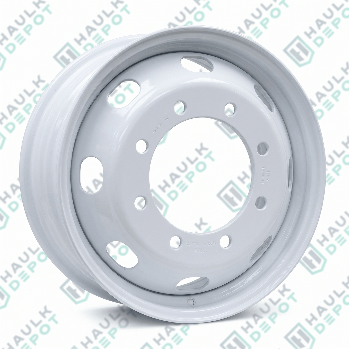 WHD175675-275-80E - 17-1/2" x 6-3/4" Steel Dual Wheel – 8 on 275mm – 8.7" Pilot – White | DXT
